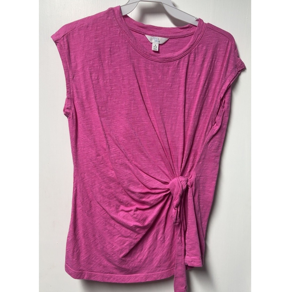 Time and Tru | Pink Side Tie Knot Top | Size S (4-6)